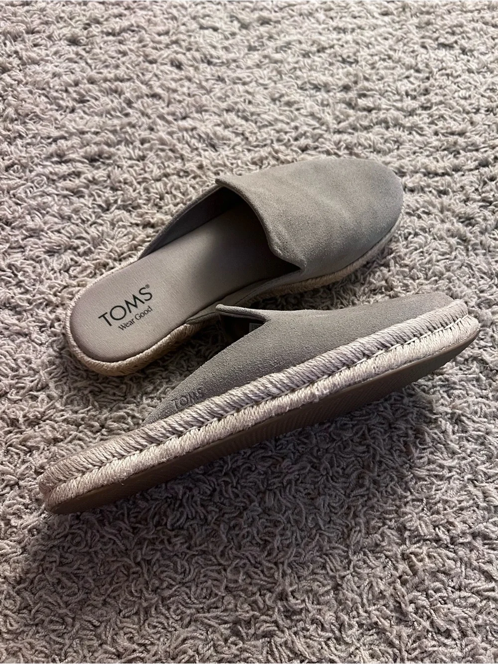 New TOMS Women’s Santiago Espadrille Mule Size 9 Beige Suede